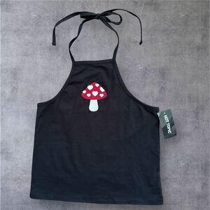 Hot Topic Mushroom Heart Halter Crop Top Black Cottagecore Coquette NWT SM